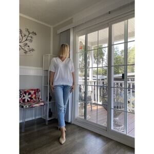 Keneth too! Made in U.S.A. Pullover white Short lantern sleeve L